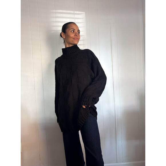 Vintage Black Checker Sweater size Large - Picture 1 of 2